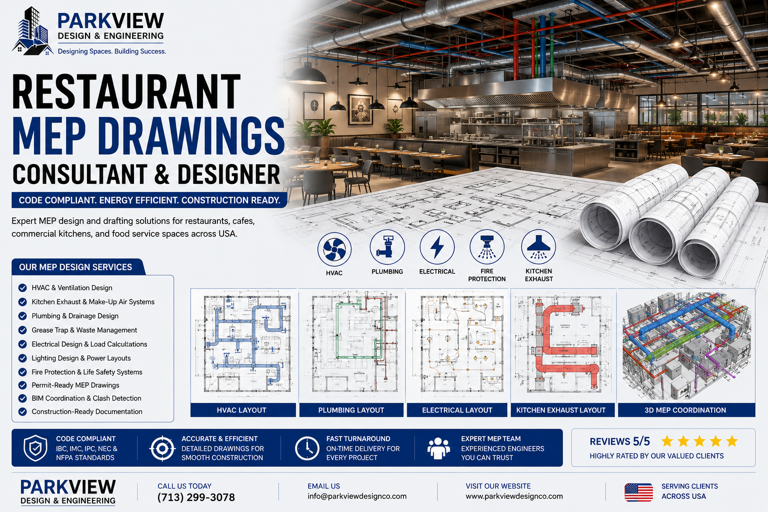 Restaurant MEP Drawings Consultant & Designer